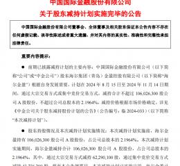 二股东海尔金盈清仓减持中金公司，历时两年套现143亿