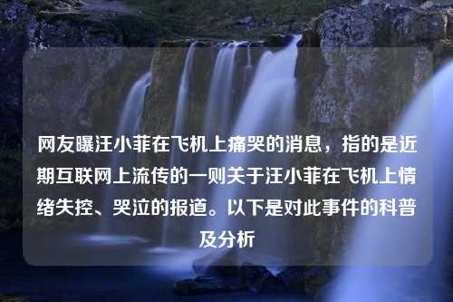 网友曝汪小菲在飞机上痛哭的消息，指的是近期互联网上流传的一则关于汪小菲在飞机上情绪失控、哭泣的报道。以下是对此事件的科普及分析